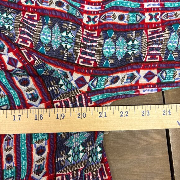 Cato Womens Boho Tunic Top L Multicolor Long Sleeve Tassel Tie Neck - Picture 6 of 6